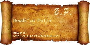 Bodócs Polla névjegykártya